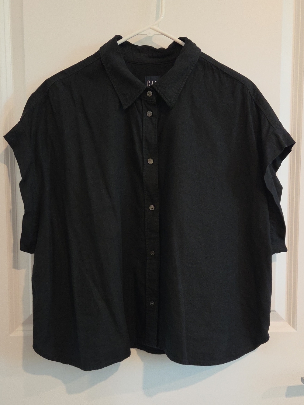 GAP Cropped Short-Sleeve Button-Down Women's Size XL